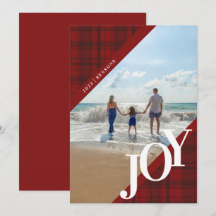 Rutig JOY Diagonal Röd Högtidskort Julkort