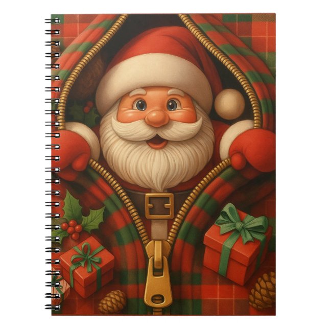 Rutig jul tomte juldesign  anteckningsbok (Framsidan)