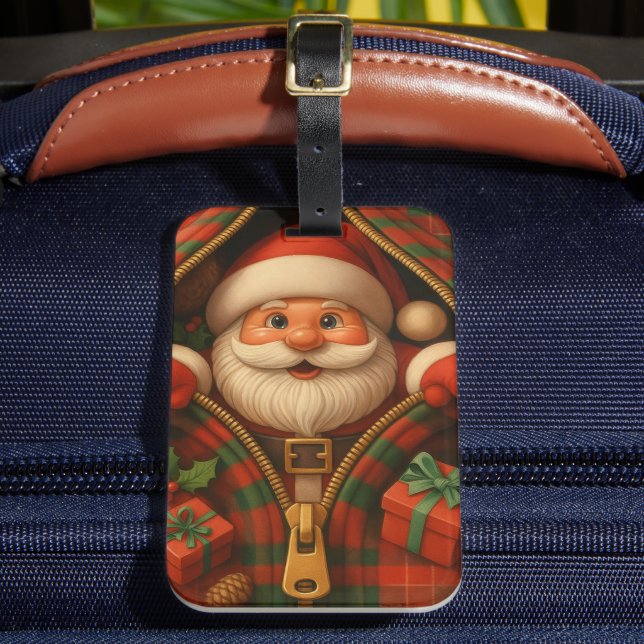 Rutig jul tomte juldesign  bagagebricka (Framsida Insitu 2)