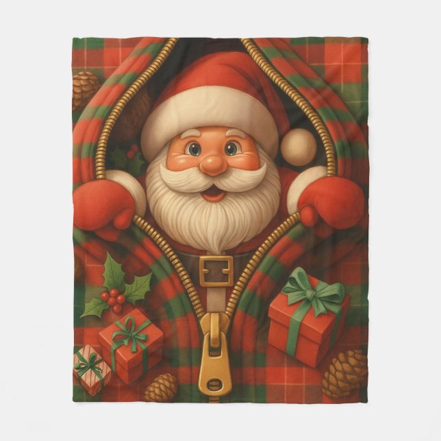Rutig jul tomte juldesign  fleecefilt (Framsidan)