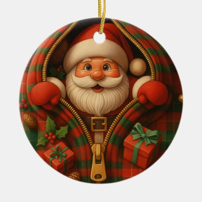 Rutig jul tomte juldesign  julgransprydnad keramik (Framsidan)