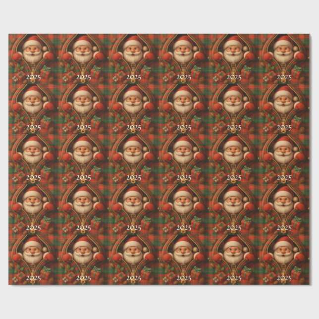 Rutig jul tomte juldesign  presentpapper (Platt)