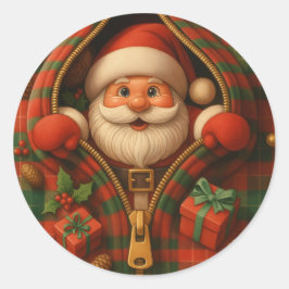 Rutig jul tomte juldesign runt klistermärke