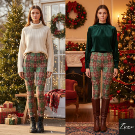 Rutig julröd grön fin tartan leggings