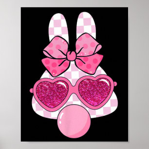 Rutig kanin som blåser bubbelgum påsk coquette poster