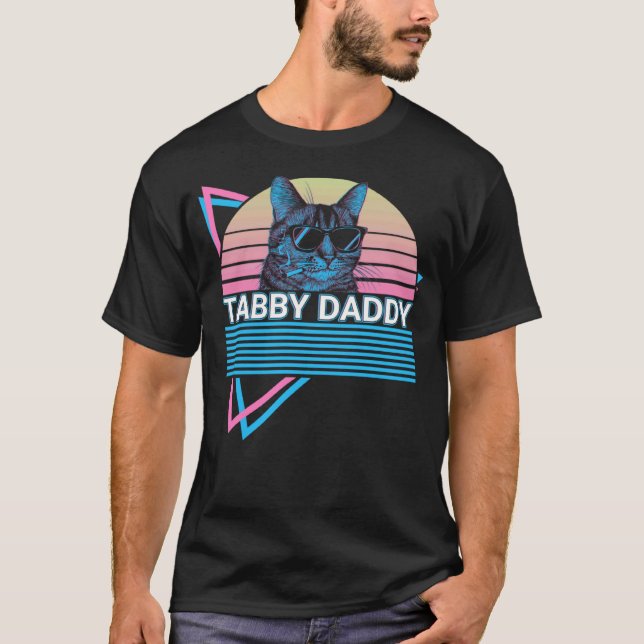 Rutig katt Retro Rutig Pappa T Shirt (Framsida)