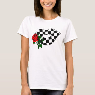 Rutig läpparkyssröd ros t shirt