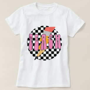 Rutig lärarskjorta, Retro pennlärare skjorta, T Shirt