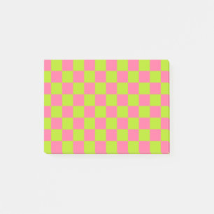 Rutig limefruktgrönt och rosor post-it block