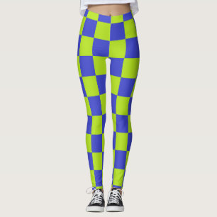 Rutig limegrön och blå leggings