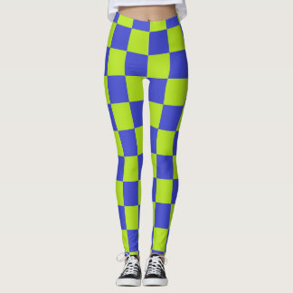 Rutig limegrön och blå leggings