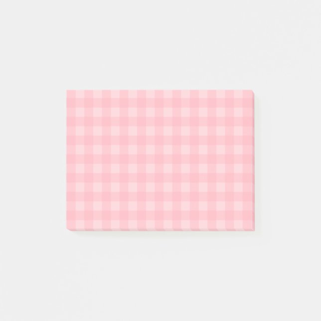 Rutig mönsterbakgrund för Retro rosa Gingham Post-it Block (Framsida)