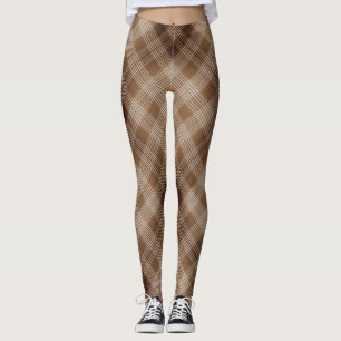 Rutig pläddamasker för brunt och för solbränna leggings