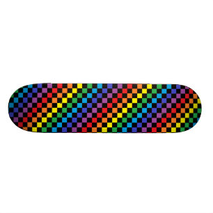 Rutig regnbågesvart mini skateboard bräda 18,5 cm