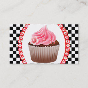 Rutig Rosa Cupcake Bakarivs Affärskort Visitkort