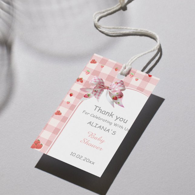 Rutig Rosa Söt Flirt Baby Shower Presentetikett (Skapare uppladdad)