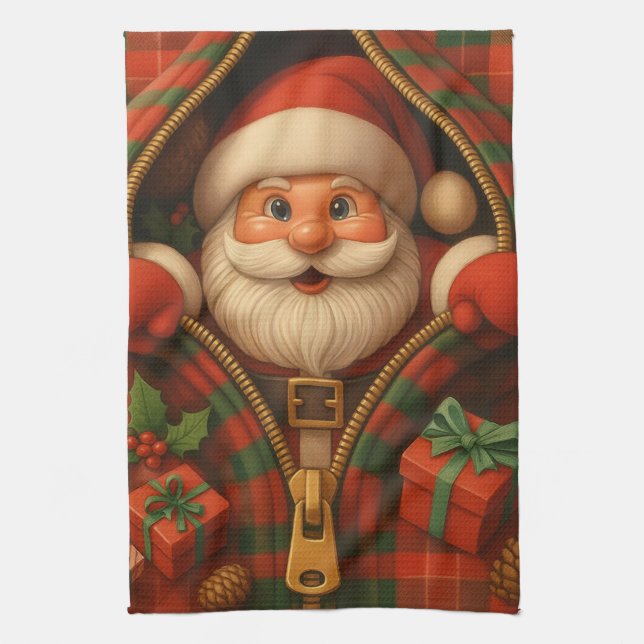 Rutig Santa Claus juldesign  Kökshandduk (Vertikal)