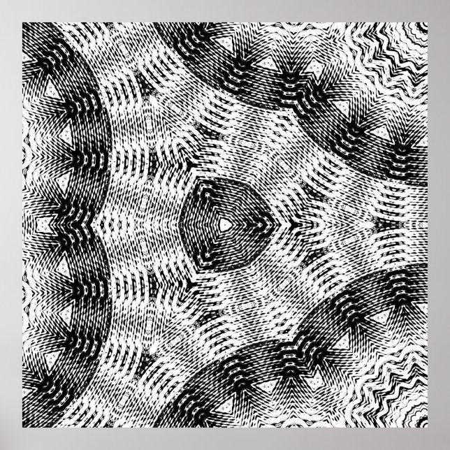 Rutig sinusvågdistorsion speglad 8x8x3x poster (Framsidan)