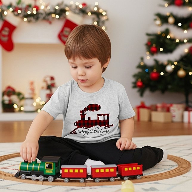 rutig tåg God Jul T Shirt (Skapare uppladdad)