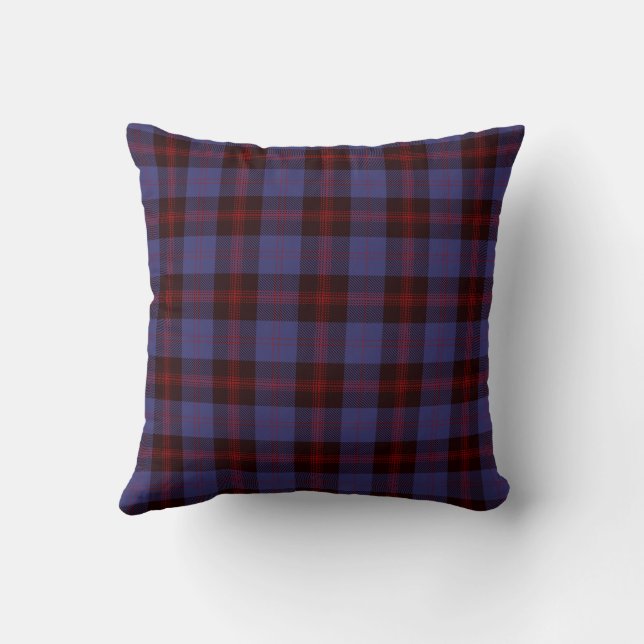 rutig tartan marinblå röd kudde (Baksida)