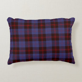 rutig tartan marinblå röd prydnadskudde