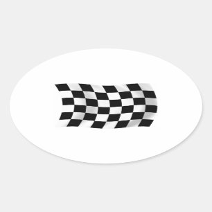 Rutig tävlingsflaggsticker ovalt klistermärke
