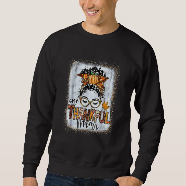Rutig tofs En tacksam mamma Höst Thanksgiving Lång Ärmad Tröja (Framsida)