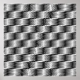 Rutig vågdistorsion svart-vit poster