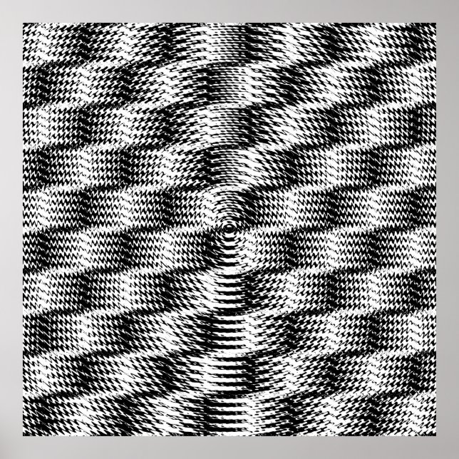 Rutig vågdistorsion svart-vit poster (Framsidan)