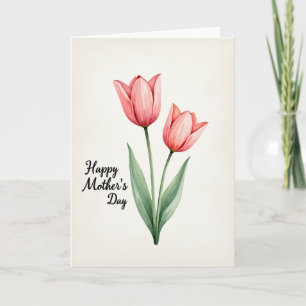 Rutig Vattenfärg Blomsterkort Kort