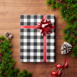Rutig vit och svart Buffalo Plaid Presentpapper