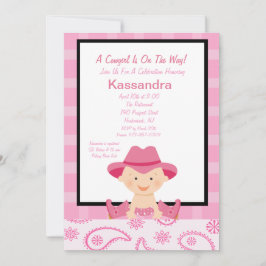 Rutig western Cowgirlbaby showerinbjudan Inbjudningar