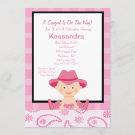 Rutig western Cowgirlbaby showerinbjudan Inbjudningar