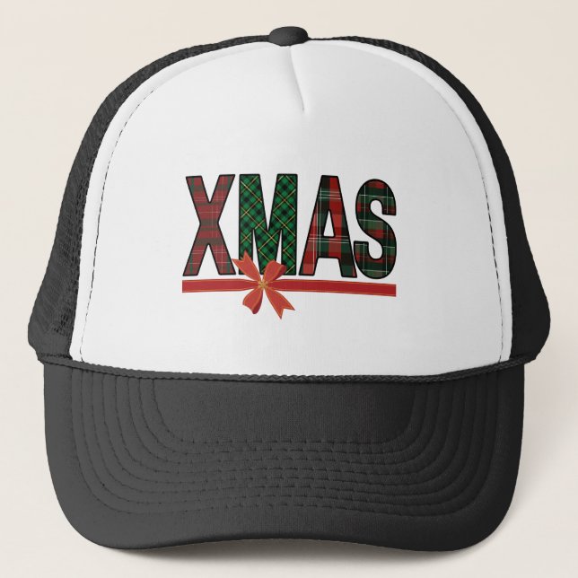 Rutig XMAS Röd Bow Trucker Hatt Keps (Framsida)