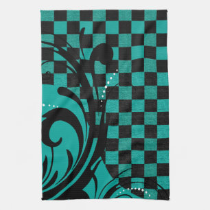 Rutiga blått för kricka för Swirly mönster , Kökshandduk