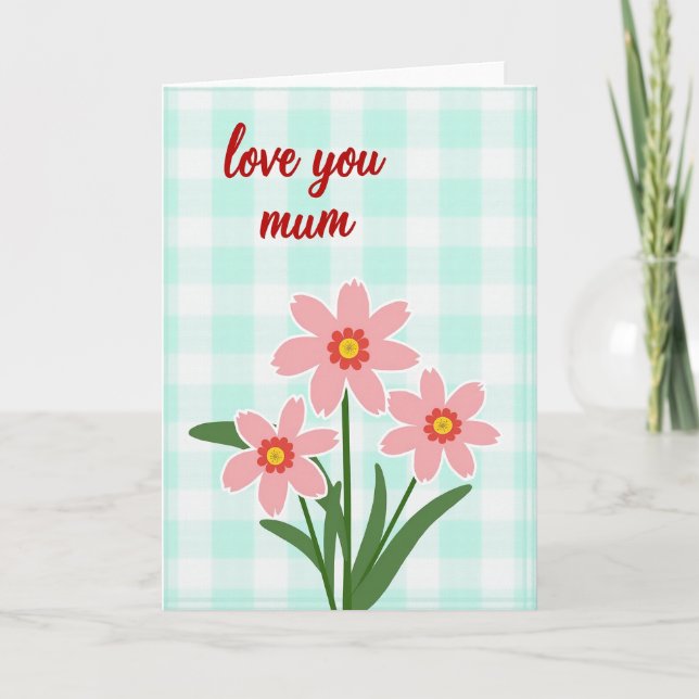 Rutiga blommor gratulationskort kort (Framsida)