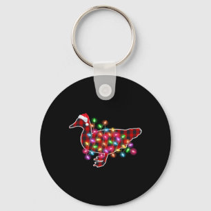 Rutiga Buffalo-Anka Jul Pyjamas Xmas Ljus F Nyckelring