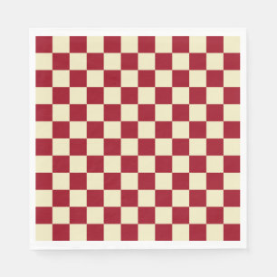 Rutiga Burgundy och kräm Pappersservett