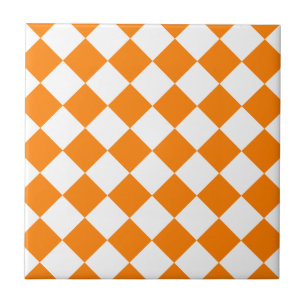 Rutiga Diag - vit och orange Kakelplatta