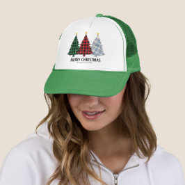 Rutiga julgranar Holiday Charm Trucker mössa Keps