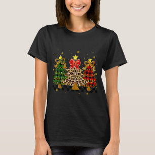 Rutiga julgranar Röd Grön Randig Leopard T Shirt
