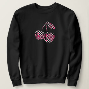 Rutiga och rosa hjärtan Mönstrade körsbär T Shirt