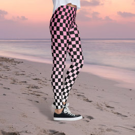 Rutiga rosa bleknade leggings