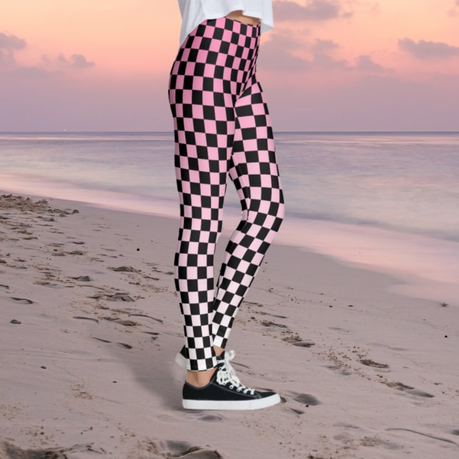 Rutiga rosa bleknade leggings (Skapare uppladdad)