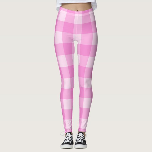 Rutiga rosa rutor- leggings (Framsida)