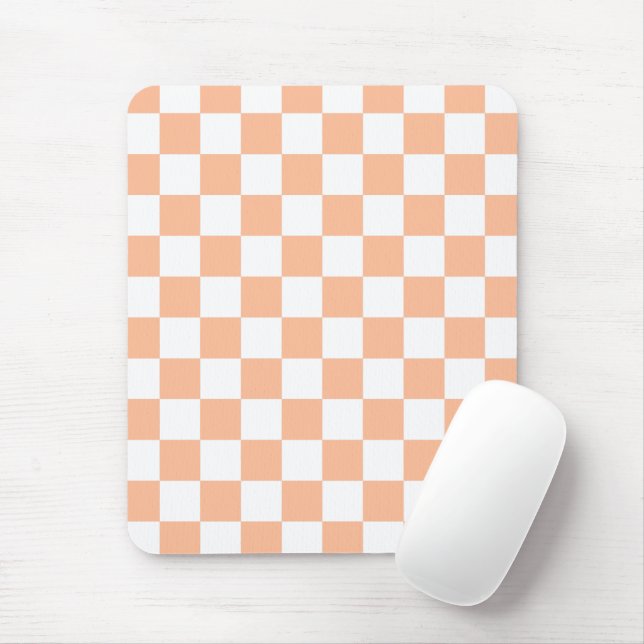 Rutiga rutor fersken orange vit geometrisk musmatta (Med mus)