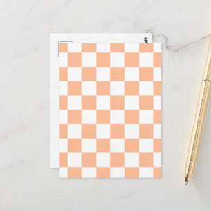 Rutiga rutor fersken orange vit geometrisk vykort