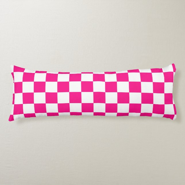 Rutiga rutor het rosa vit geometrisk retro kroppskudde (Framsidan)