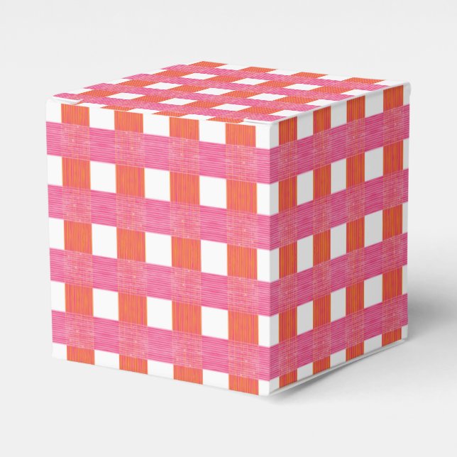 Rutiga rutor i rosa och orange presentaskar (Framsidan Sidan)