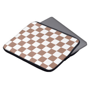 Rutiga rutor mocha brun vit geometrisk retro laptop fodral